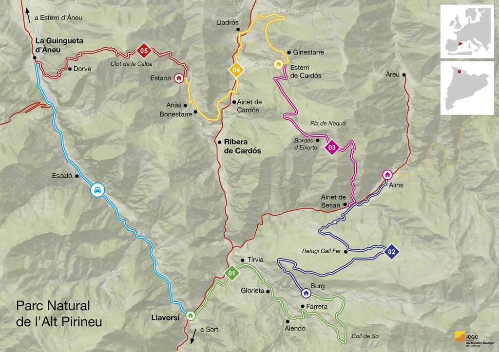 El Pallars Do, a route through the Natural Park of the High Pyrenees (Map El Pallars Do)