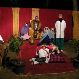 Living nativity scene of Jesus in Poble Espanyol in Barcelona