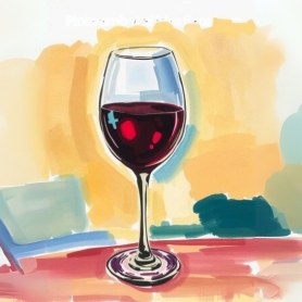 Pinta con vino en el Mas Sant Joan, Sant Joan de Vilatorrada
