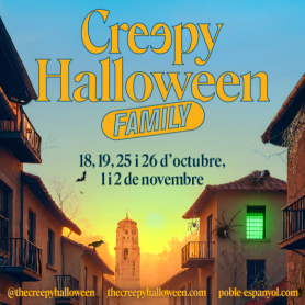 Une famille effrayante pour Halloween au Poble Espanyol de Barcelone