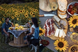 Picnic among sunflowers in Niudalia