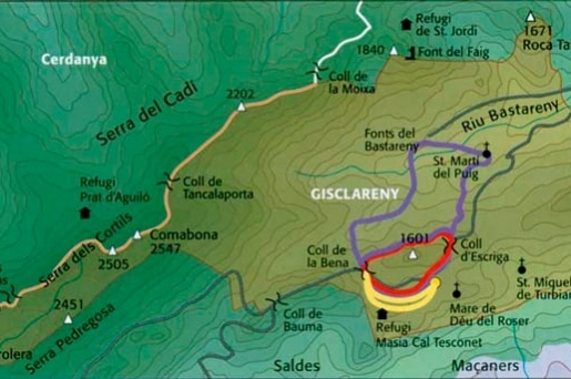 Gisclareny, his routes in capital letters